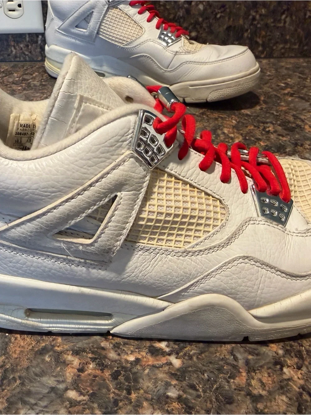 Jordan White Sneakers with Red Laces